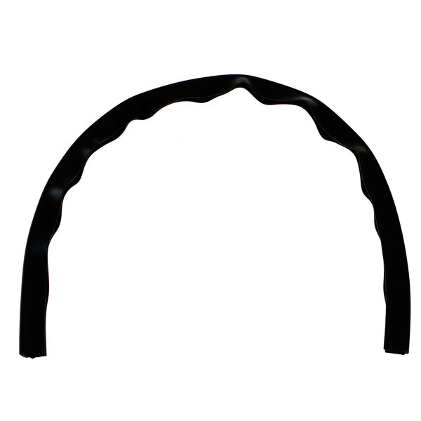 A black plastic Revent door sweep with a curved edge on a white background.