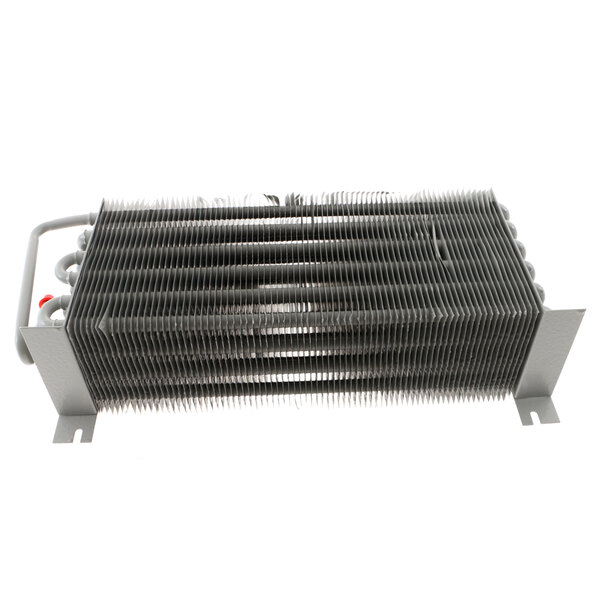 A close-up of a Victory evaporator coil, a metal heat exchanger with a fan.