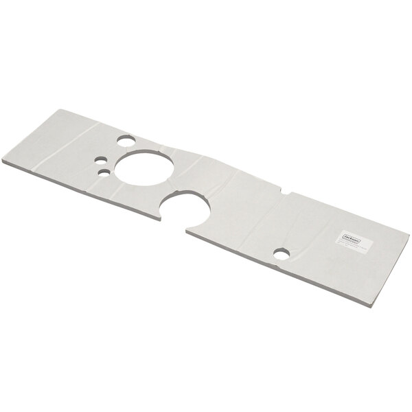 White rectangular plastic plate with holes.