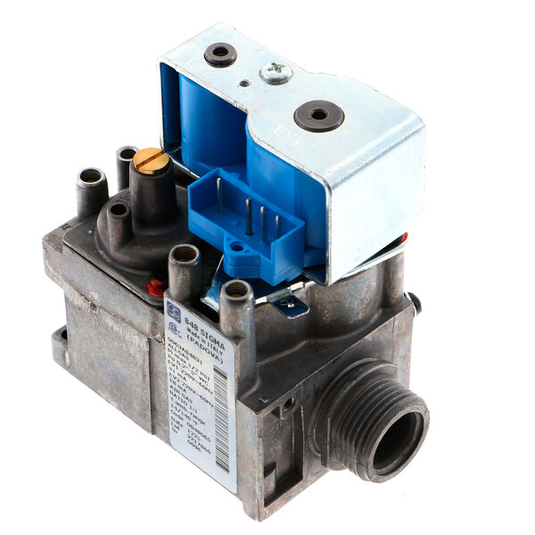 An Electrolux gas valve with a blue cover.