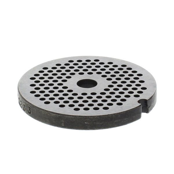 A Univex 1/8" metal plate with holes.