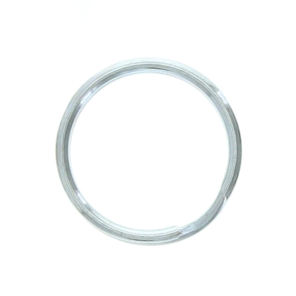 A stainless steel ring with a clear ring.