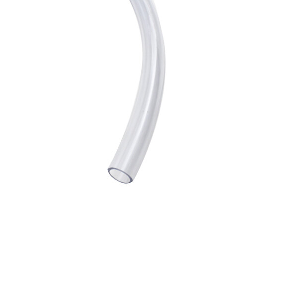 A clear plastic tube with a curved end.