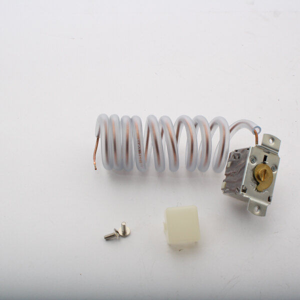 A white and silver coil with a metal handle and screws.