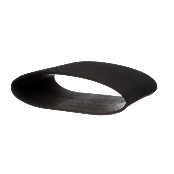 A black neoprene sleeve with a curved shape.