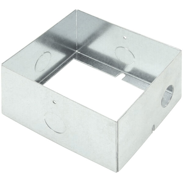 A metal square APW Wyott countertop food warmer conduit box with holes.