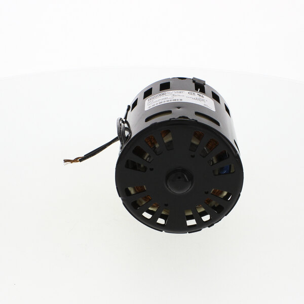 A small black electric motor with a round black cover.
