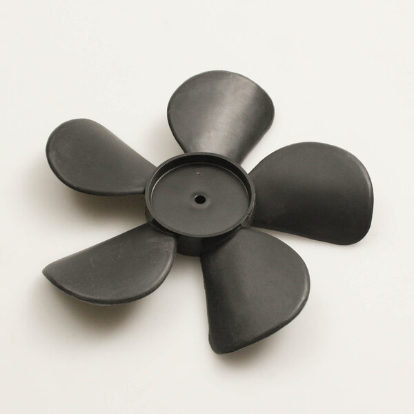 A black plastic Glastender evap fan blade with a hole in the center.