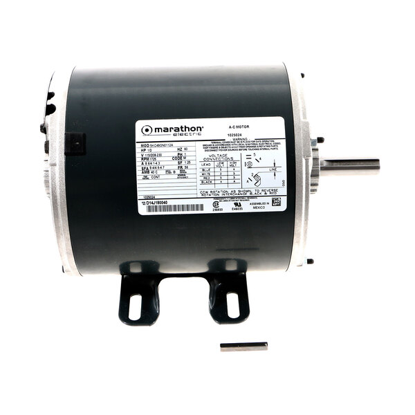 A black and silver Univex electric motor.