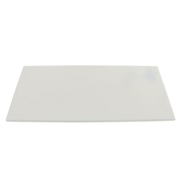 A white rectangular Delfield cutting board with a black border.