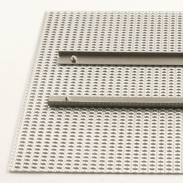 A Frymaster Wingstreet filter pan screen with two metal bars on it.