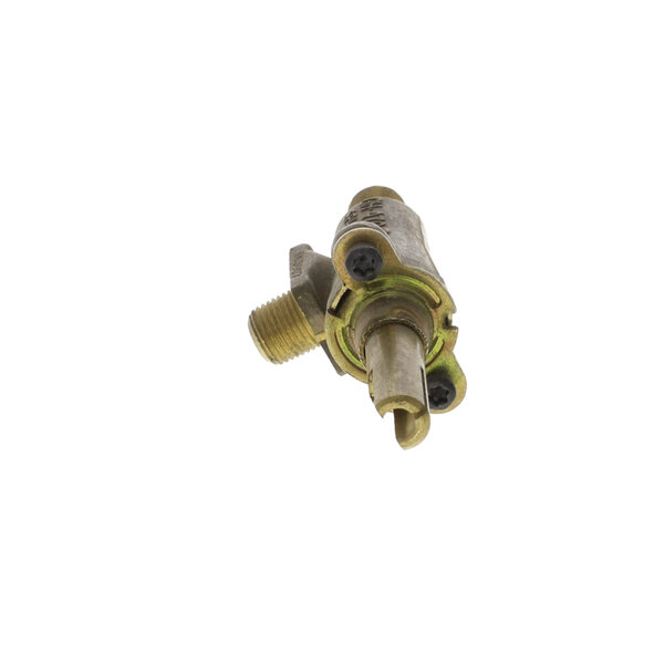 A close-up of a Southbend brass burner valve.