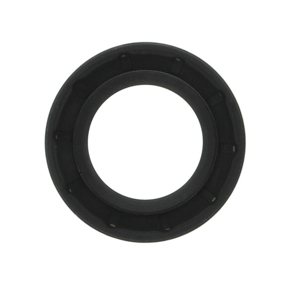 A black rubber seal with a white background.