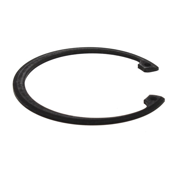 A black rubber Univex retaining ring with a hole in it on a white background.