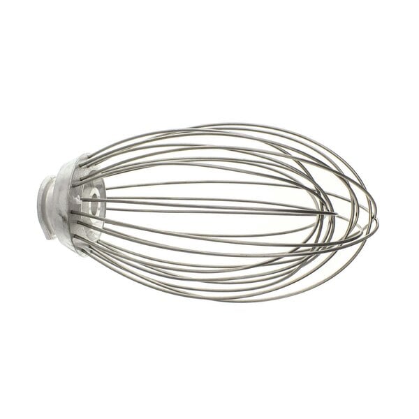 A Univex wire whisk with a handle on a white background.
