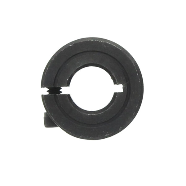 A black circular collar with a hole in it.
