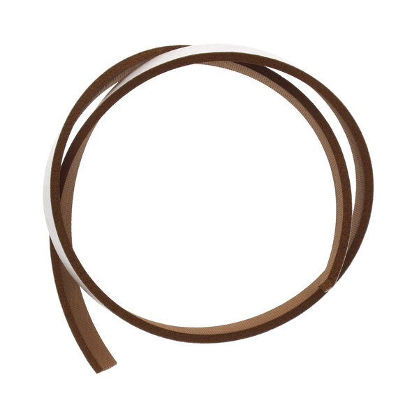A brown and white silicone ribbon with a white background.