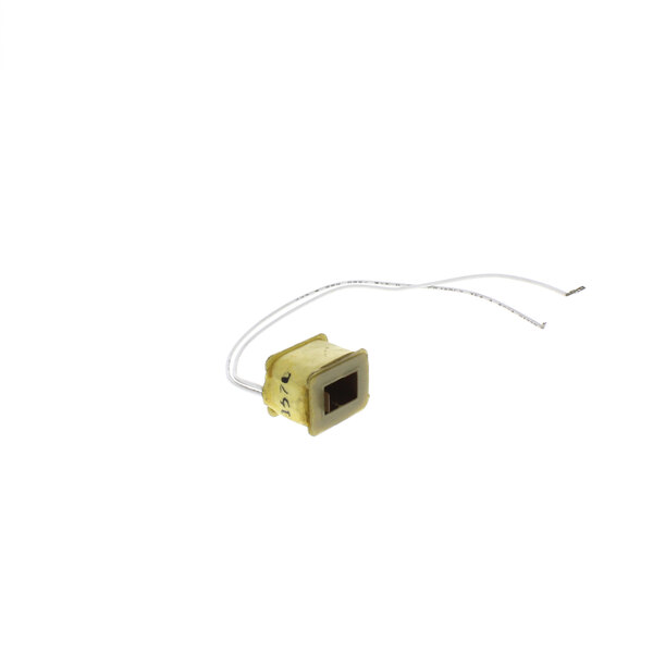 A small yellow square solenoid coil with wires.