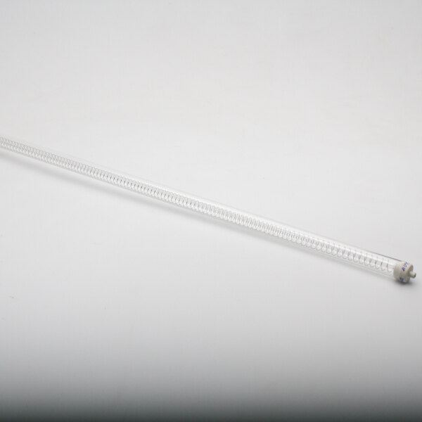 A clear tube with a metal spiral on the end.