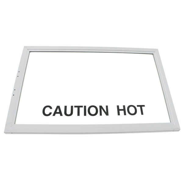 A white sign with black text that says "Caution Hot"