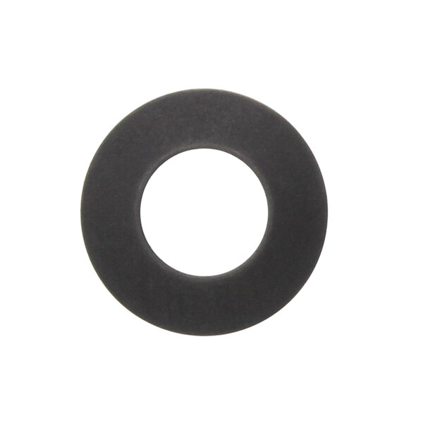 A black rubber washer with a white circle inside.
