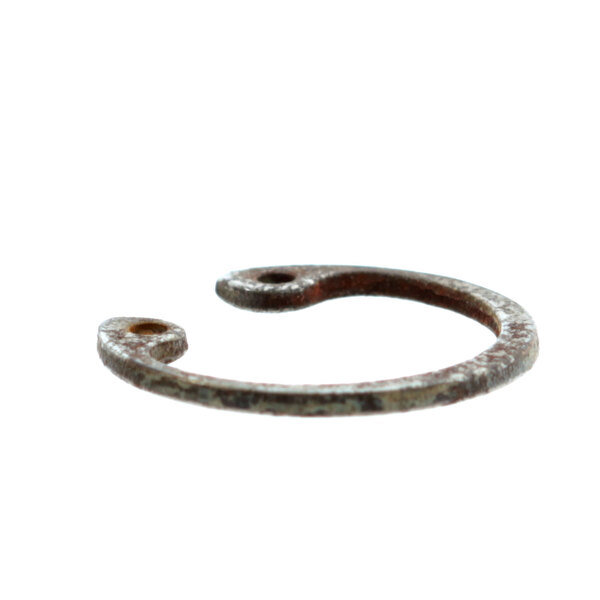 A close-up of a rusty Blakeslee retaining ring.