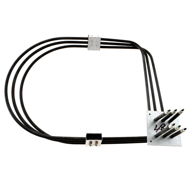 A Southbend 1175265 element assembly with a black and silver wire with metal corners.