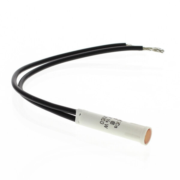 A white and black cable with a black wire plugged into a black and white cable with a Southbend Ind Lite Amber plug.
