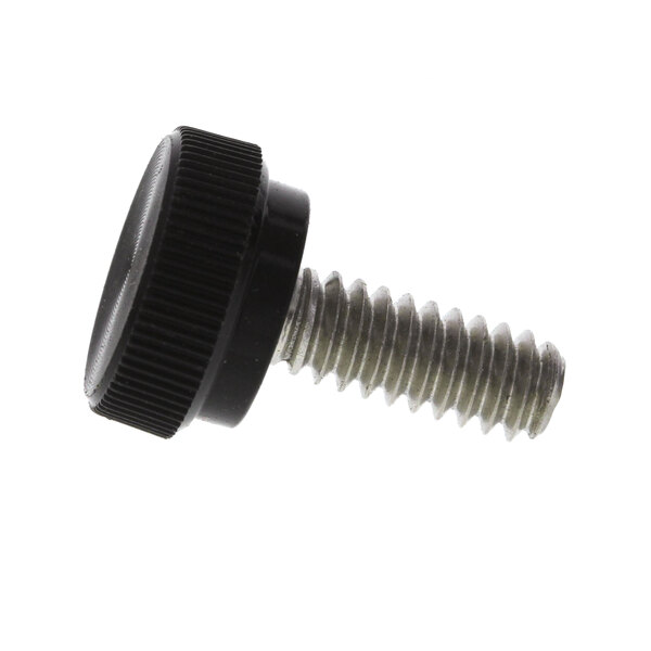 A close-up of a Norlake screw with a black plastic knob.