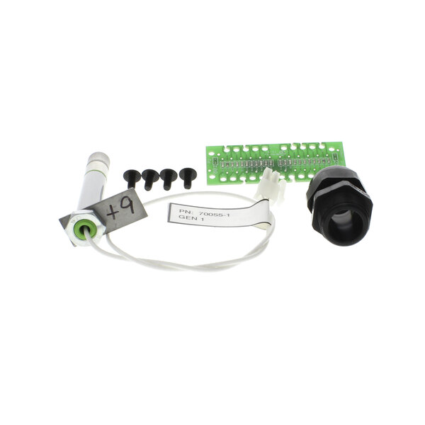 A white Henny Penny humidity sensor with a black connector and green wire.