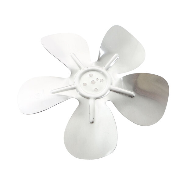 A white metal Franke fan blade with holes in it.