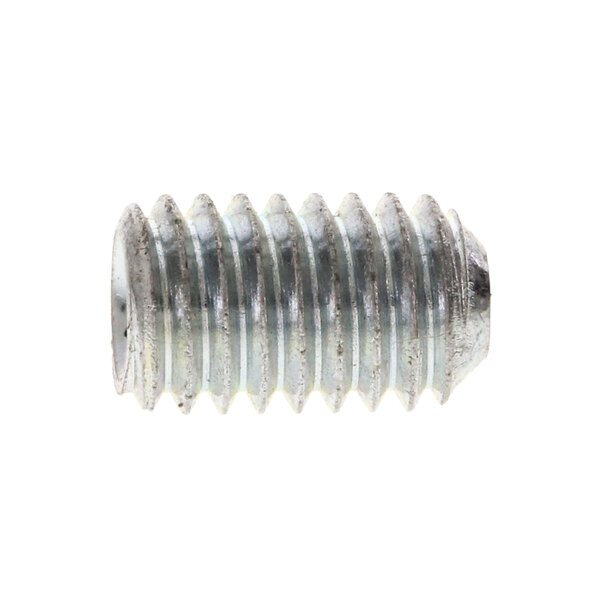 A close-up of a Univex meat slicer screw with a metal head.