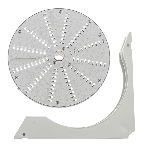 A circular metal Electrolux Dito J3x grating blade with holes.