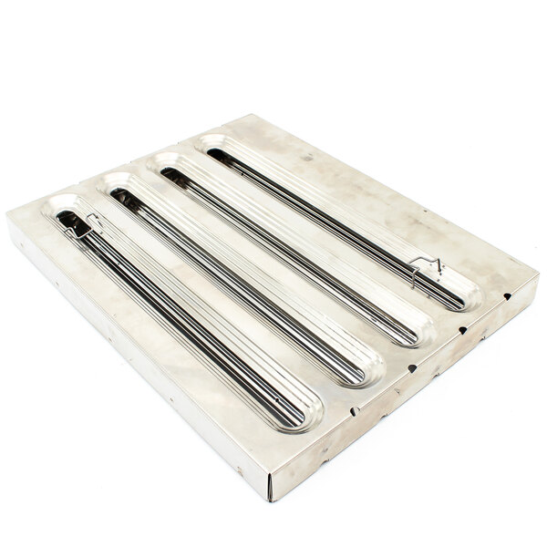 A Kason stainless steel filter tray with metal rods and tubes.