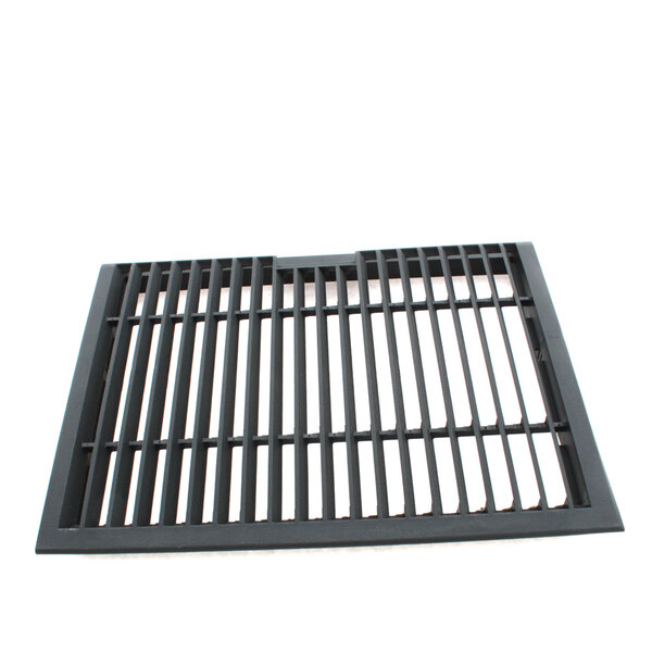 A black metal grate with a grid pattern.