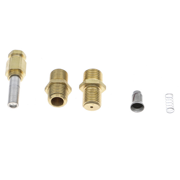 A group of brass and silver Henny Penny Conversion kit fittings.