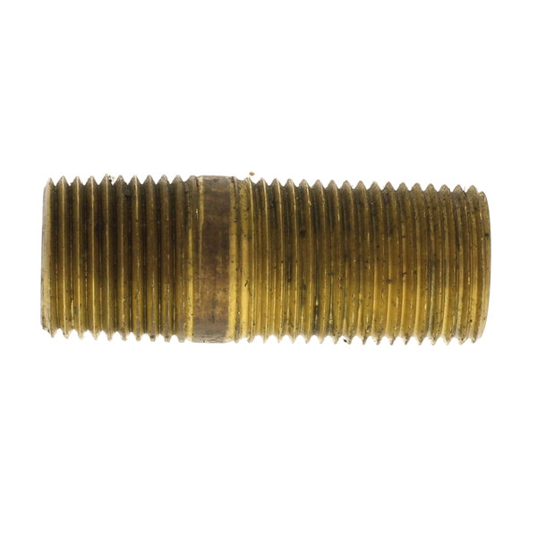 A brass threaded nipple by Cleveland.