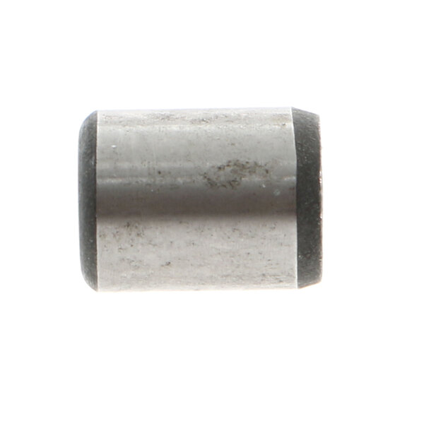 A close-up of a Univex dowel pin, a metal rod with a small hole in it.