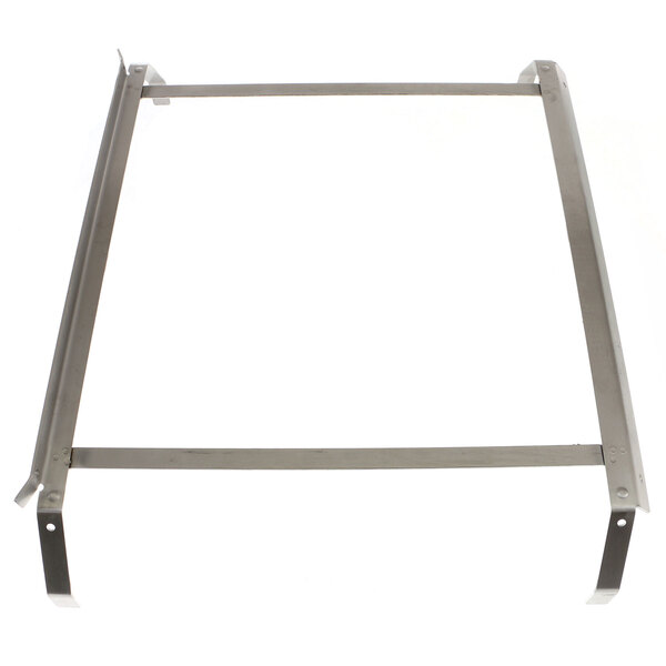 A metal frame with metal bars on top.