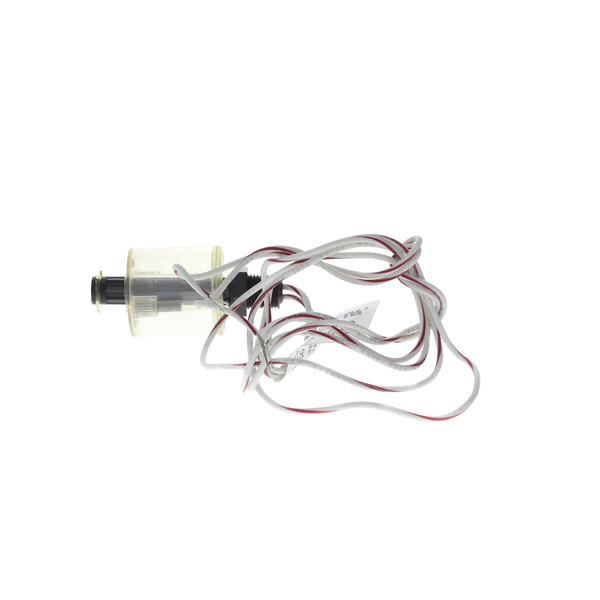A small plastic APW Wyott liquid level switch with red and white wires.