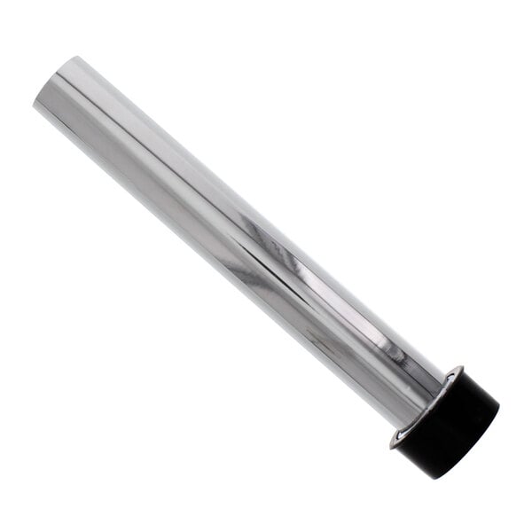 A silver tube with a black rubber cap.