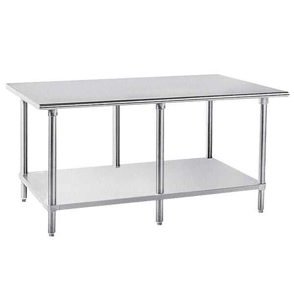 Advance Tabco AG-2411 24" x 132" 16 Gauge Stainless Steel Work Table with Galvanized Undershelf