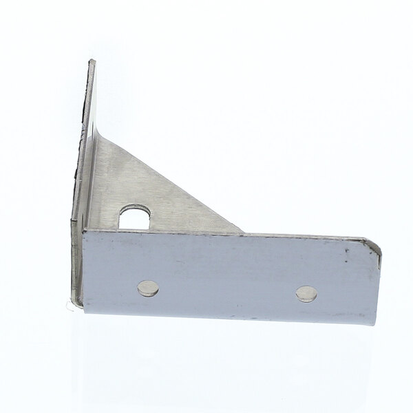 A Kelvinator metal corner hinge with two holes.