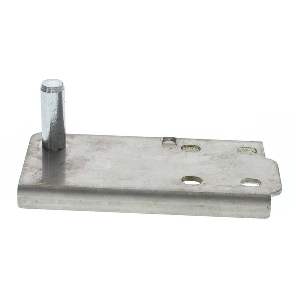 A metal bracket with a bolt and holes on it.
