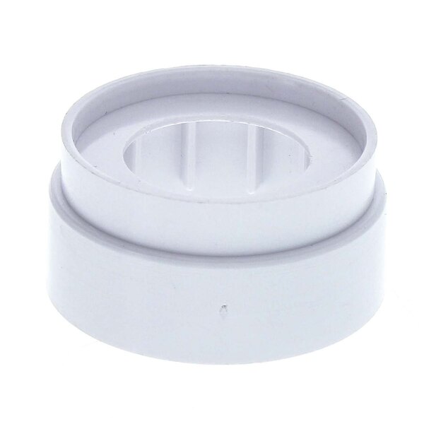A white plastic Turbo Air refrigeration cap with a round hole.