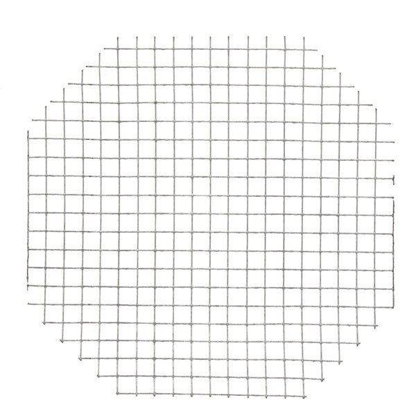 A hexagon shaped metal grid on a white background.