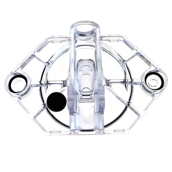 A clear plastic SaniServ front plate kit with black circles.