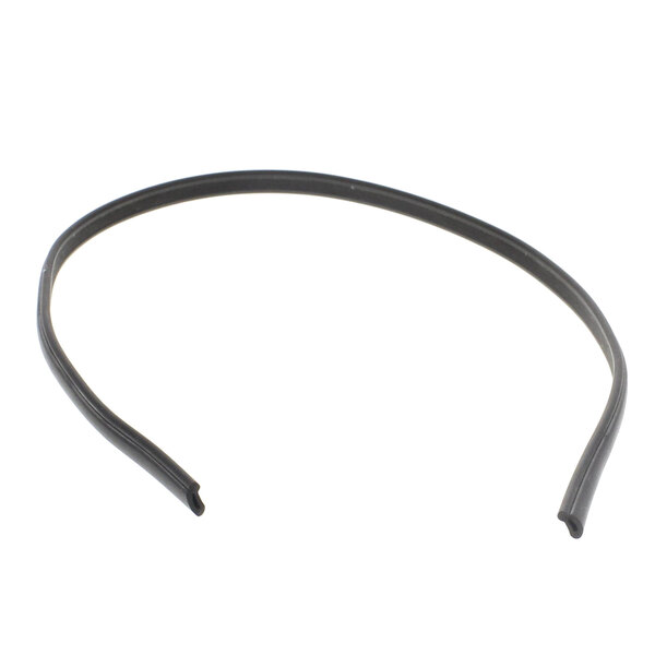 A black rubber band on a white background.