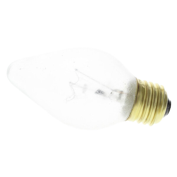 A close-up of a Low Temp Industries light bulb with a clear base.