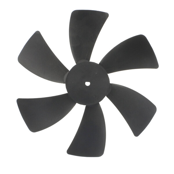 A black fan blade with a hole in the center.